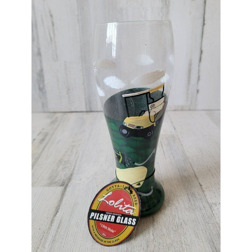 Lolita 19th Hole beer‎ glass golf golfing ball cart drinkware decor